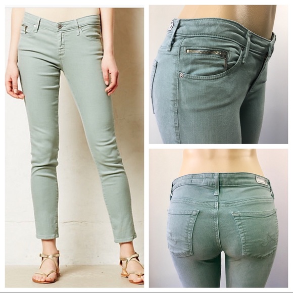 Anthropologie Denim - AG The Stevie Ankle Zip Icy Mint Green Jeans